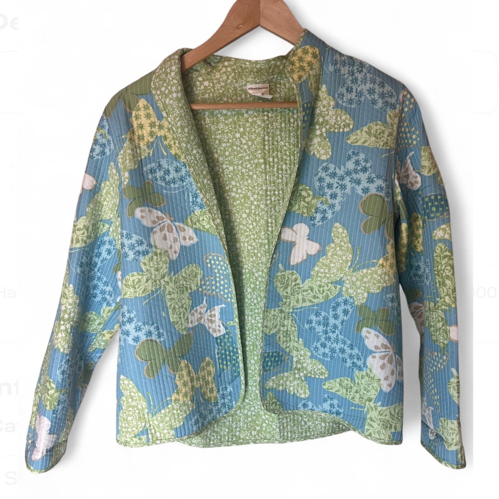 NWOT Alfred Dunner Butterfly Quilted Reversible Blazer Size 6P Cottage Grandma